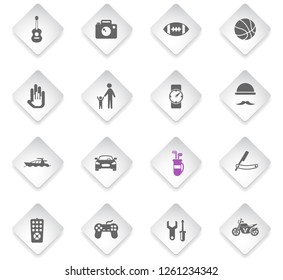 father day flat rhombus web icons for user interface design