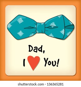 Father day greeting card with bow tie
