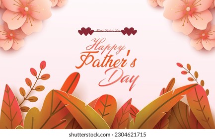 Father Day greeting card with floral leaves pattern