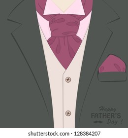 Father day greeting card. Hand drawn illustration of classic man suit and  neckerchief