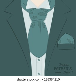Father day greeting card. Hand drawn illustration of classic man suit and  neckerchief