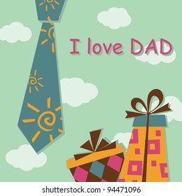 Father Day greeting card with present