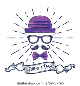 Father Day greeting card vector stylish minimal design. Vintage design