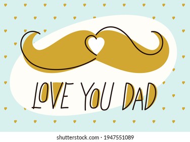 Father Day greeting card vector stylish minimal design with funny mustaches.