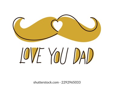 Father Day greeting card vector stylish minimal design with funny mustaches.