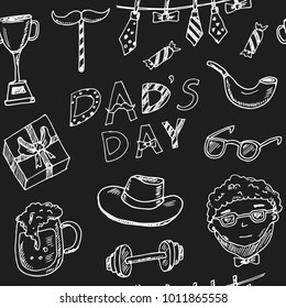 Father day Hand drawn doodle seamless pattern Symbol collection.