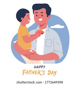 Father day happily celebration with son with sky background on sunny day