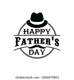 Father day icon with mustaches and hat, vector holiday greeting gift. Fathers day and daddy family celebration, gentleman hat and dad mustaches