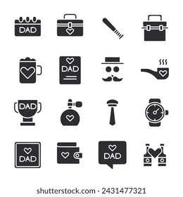 Father day icon set isolated on white