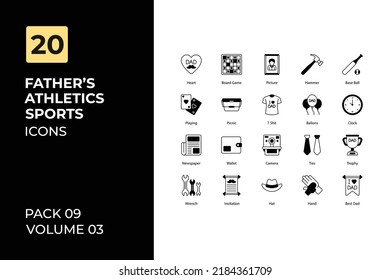 Father Day Icons Collection. Set contains such Icons as best dad, gift, super dad, Watch, and more.