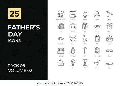 Father Day Icons Collection. Set contains such Icons as best dad, gift, super dad, Watch, and more.