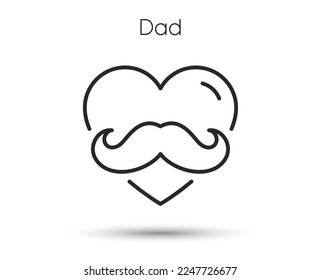 Father day line icon with mustache. Retro barbershop sign. Best dad symbol. Illustration for web and mobile app. Line style Dad day icon. Editable stroke father mustache. Vector