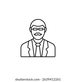 Father day line icon with mustache. Retro barbershop sign. Best dad symbol. Illustration for web and mobile app. Line style Dad day icon. Editable stroke father mustache. Vector	
