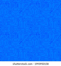 Father Day Line Seamless Pattern. Vector Illustration of Outline Background.