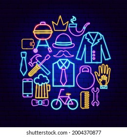 Father Day Neon Concept. Vector Illustration of Dad Promotion.