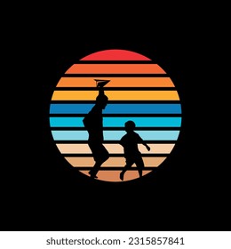 father day on a beach circle sun, logo design template sun vector