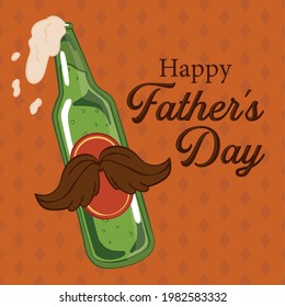 Father day poster with a beer bottle with mustache