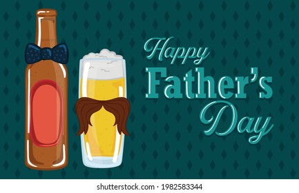 Father day poster with a drinking glass and a beer bottle with a necktie