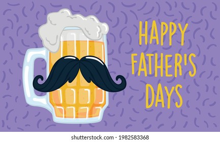 Father day poster with a drinking glass with a mustache