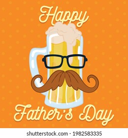 Father day poster with a hipster drinking glass with a mustache and glasses