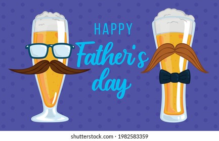 Father day poster with a pair of drinking glass with foam