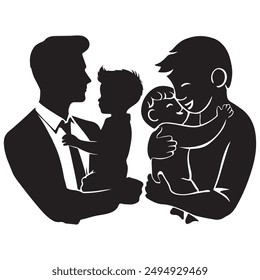 Father day Silhouettes vector illustration .