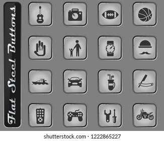father day vector web icons on the flat steel buttons