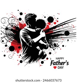 Father day watercolor vector illustration design Father holding a child in his arms.
