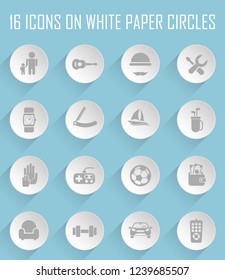 father day web icons on white paper circles