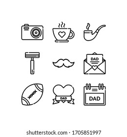 Father days icons set line - vector