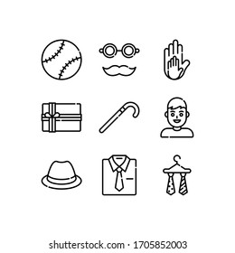 Father days icons set line - vector