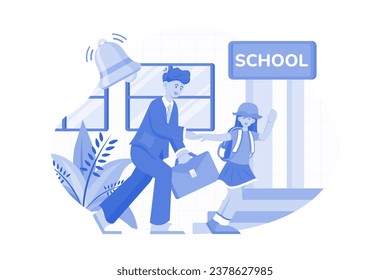 Father Dropping Off Daughter At School