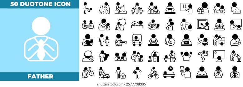 Father Duotone Editable Icons set. Vector illustration in modern thin duotone style of father icons: father, dad, baby, etc