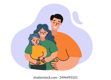 Father Embracing Son With Joyful Expressions in Colorful Illustration