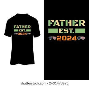 Father est. 2024 typography vector t-shirt desigh template for sale.