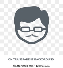 Father face icon. Trendy flat vector Father face icon on transparent background from People collection. 
