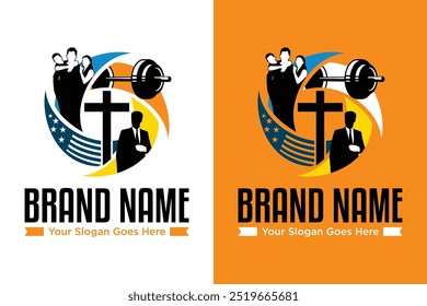 vater figur fitnessstudio business mann religiöse nationalistische illustration vektor logo design