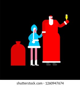 Father frost and Snow Maiden. Russian Santa Claus. Traditional New Year in Russia
