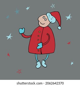 Father Frost. Vector character. Coloring pages for children and adults. Isolated. Cartoon.