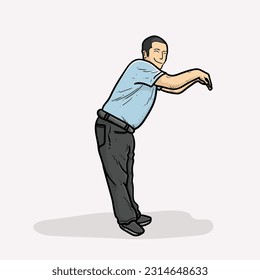 Father with funny pose isolated on grey background vector modern illustrations