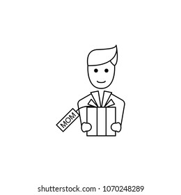 father with a gift to his mother icon. Element of mother day for mobile concept and web apps. Thin line icon for website design and development app development. Premium icon on white background
