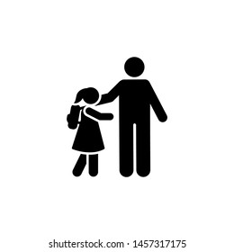 Father girl go school student pictogram icon