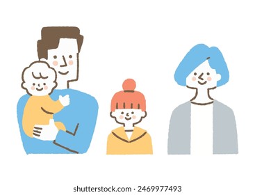 Father, girl and mother holding baby_Color