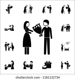 father gives flowers to mom  icon. Mother's Day icons universal set for web and mobile