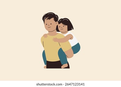 Pai dando seu bebê Piggyback Ride ilustração