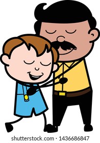 Father Giving a Hug to His Son - Indian Cartoon Man Father Vector Illustration