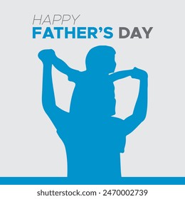 Father giving son ride on back. Father and son with text happy father's day. Happy Father's day concept vector. eps file. happy father day. 16 june father day.