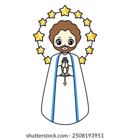 Father of God Jesus cartoon. Saint Joseph cartoon. Digital art illustration.