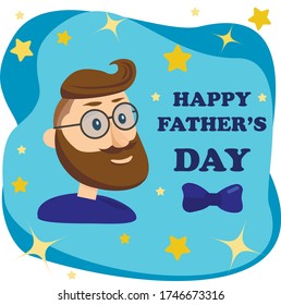 Father with "Happy Father's Day" text. Father's day greeting card design. 
