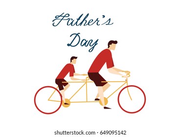 Father and his child are riding a bicycle. A concept of Father's day.